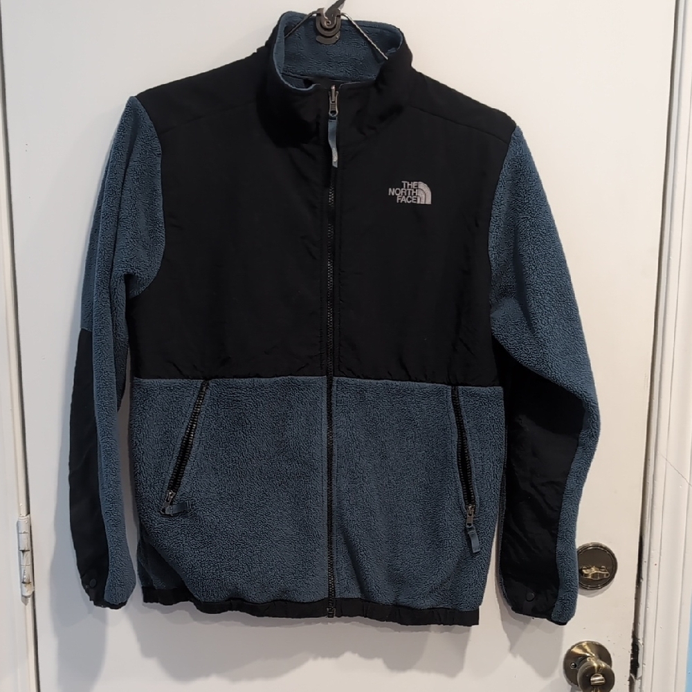 The North Face Boy's Black and Blue Polartec Fleece Full Zip Jacket Sz XL 18/20